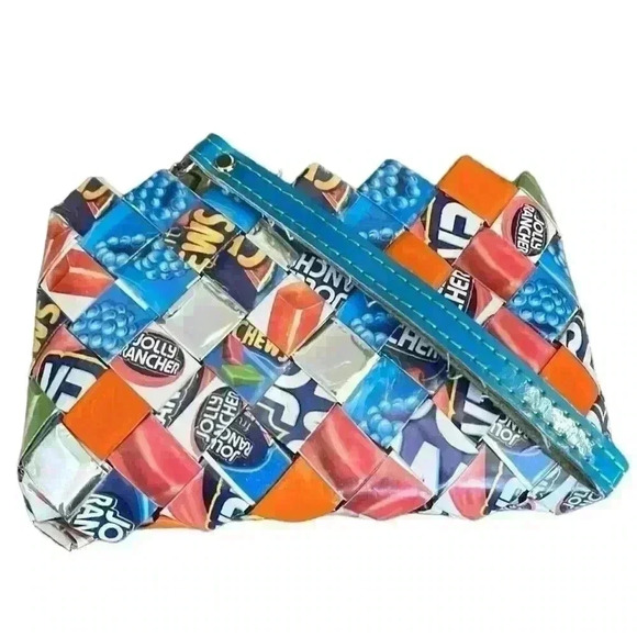 Ollin Candy Wrapper Wristlet /Clutch/Purse Jolly Rancher Multi Colored zipper​ - Picture 1 of 3